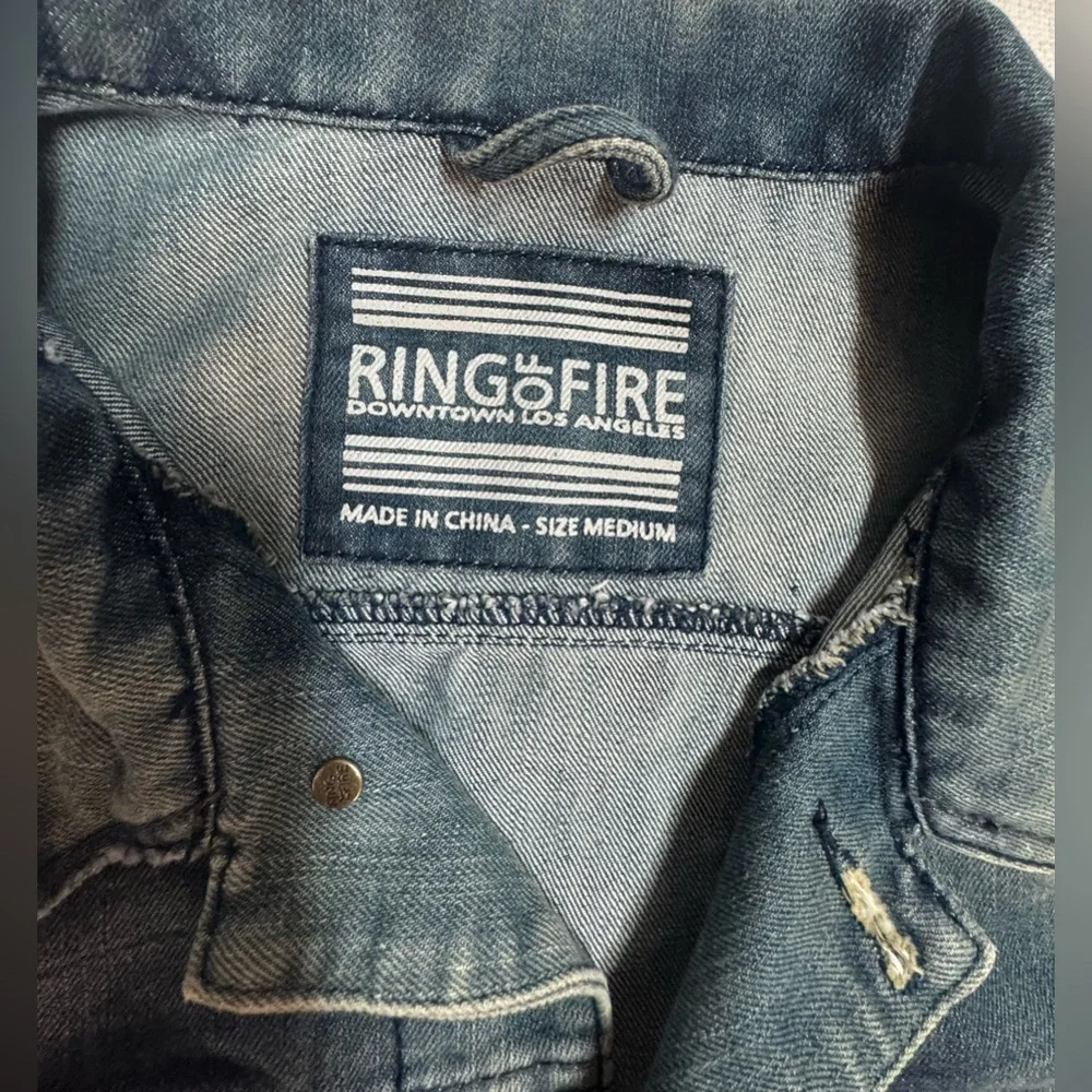 Ring of Fire Downtown Los Angeles Blue Stud Biker Jean Vest